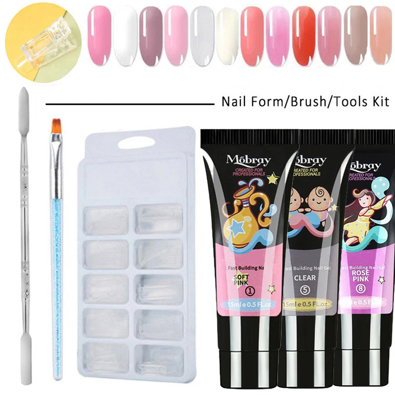 

5PCS Polish Extension Nail Gel Kit All For Manicure Set Fast Building Gel Cuticle Pusher Finger Extend Mold Gel Polish Set TSLM1
