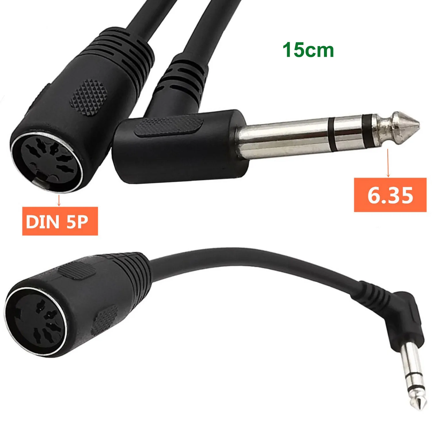 Переходник 6 35 мм 1/4 дюйма под прямым углом со штекером стерео на Din MIDI 5 контактный