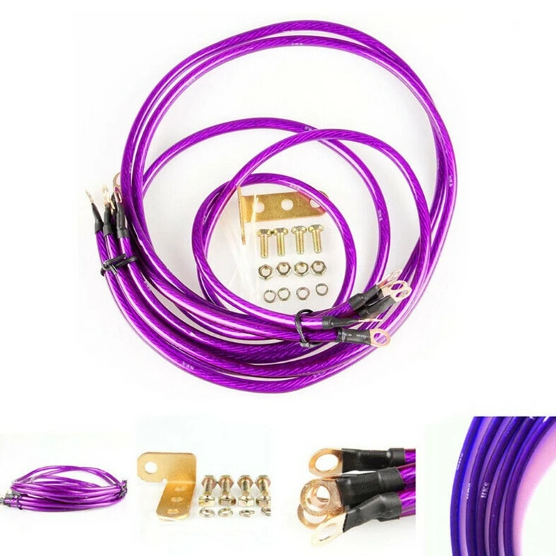 

5x Universal 5 Point Automotive Earth Wire Ground Cable Car Engine Refitting Earthing Grounding Kit Regulated Rectifier