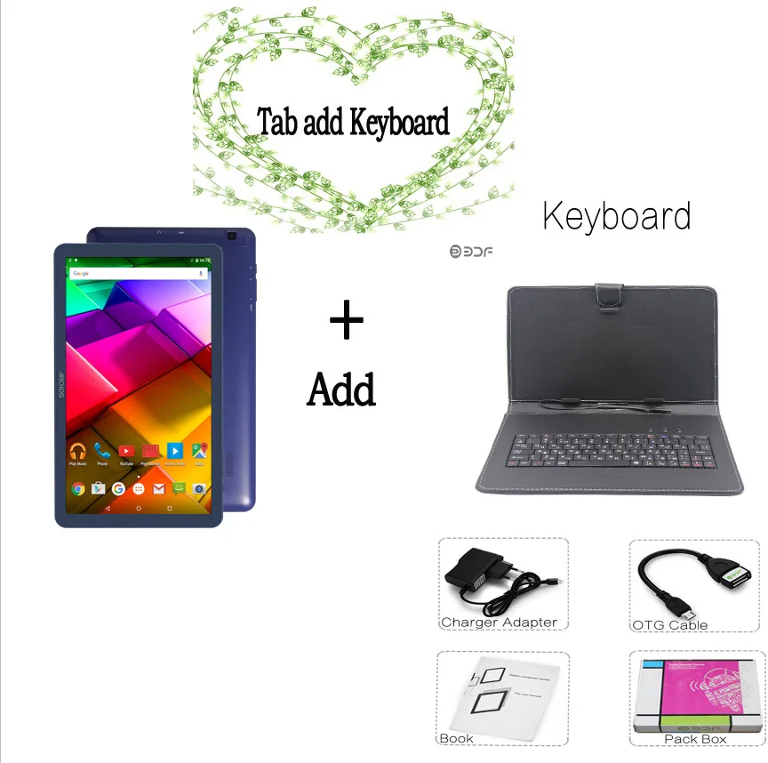 Add Keyboard 10 дюймов четырехъядерный мобильный телефон Sim Android 5,1 планшет 1 ГБ ОЗУ и 16 Гб ПЗУ Google Play wifi планшеты ПК Android планшет ПК - Комплект: Add Keyboard