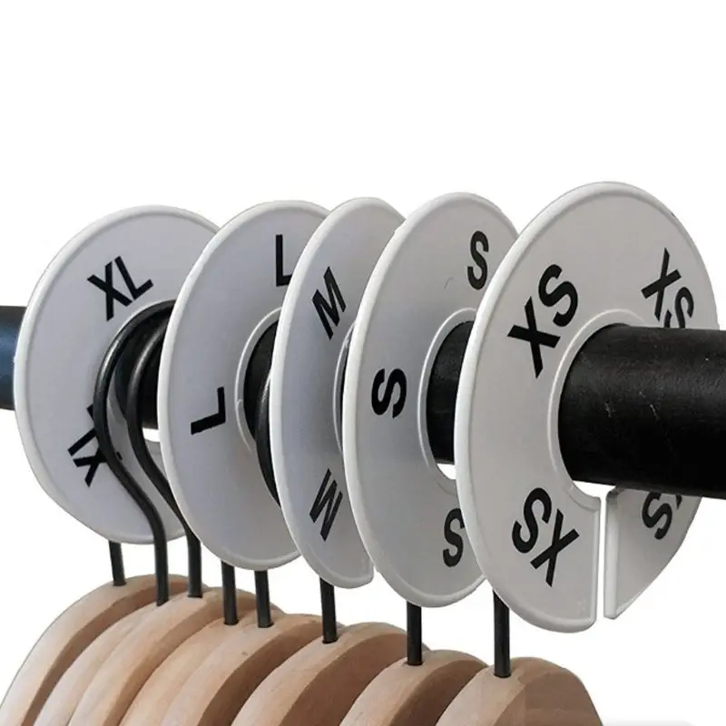 

20/40pcs DIY Clothing Size Dividers Wardrobe Round Plastic Clothes Hanger Marks B0KB