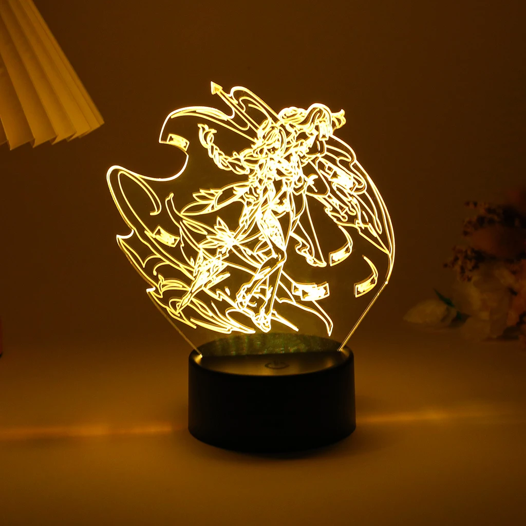 

Аниме ночной Светильник Genshin Impact, детская Светодиодная лампа Kamisato Ayaka Shenhe для детской комнаты, светящийся вечерние ничный декор, подарок на д...