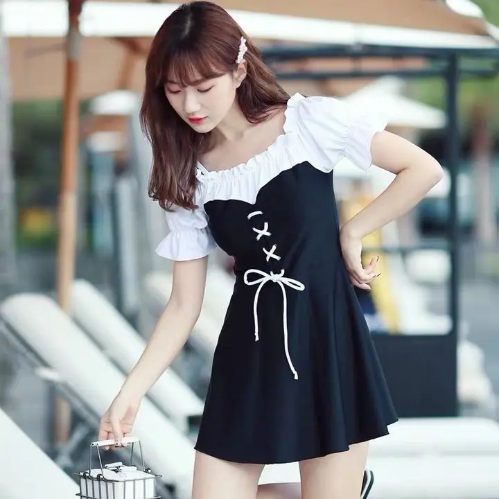 

Новинка 2021, монокини в Корейском стиле, женское платье для купания, Цельный купальник, однотонный купальный костюм, сексуальный Монокини, пл...