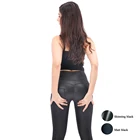 Черные кожаные джинсы Melody с высокой талией, теплая зимняя женская одежда, леггинсы с эффектом пуш-ап, лакированные черные брюки