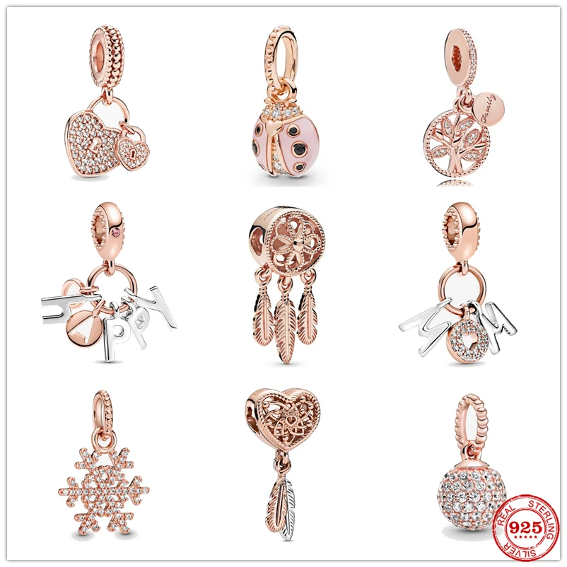 Розовое золото и в стиле Ловец снов Happy для мам дочек буквы бусины форме двойного