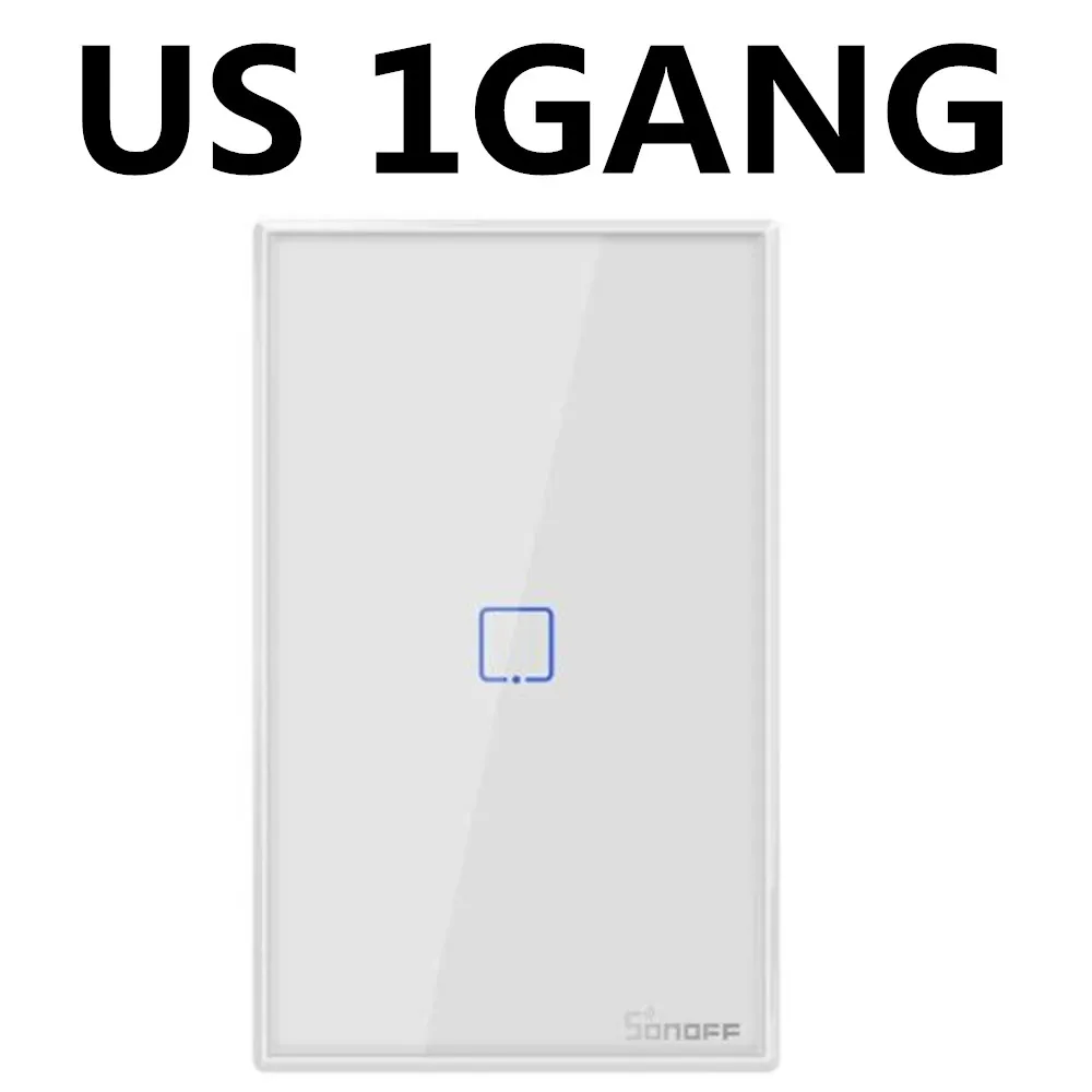 US 1 GANG Великобритания, США, ЕС, 1-3 комплекта, AC 90 В-250 В, 600 Вт, wifi и RF 86 Тип, умный настенный сенсорный светильник, модуль переключателя 1CH 2CH 3CH для SONOFF T1 - Комплект: US 1 GANG