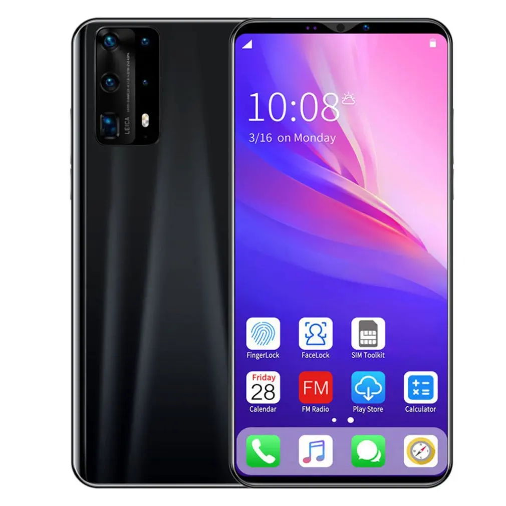 

Dual-Core P40 Pro Smartphone 5.8 Inch Screen Smartphone 512M+4G Android Smartphone 3D Glass Plated Back Cover Black
