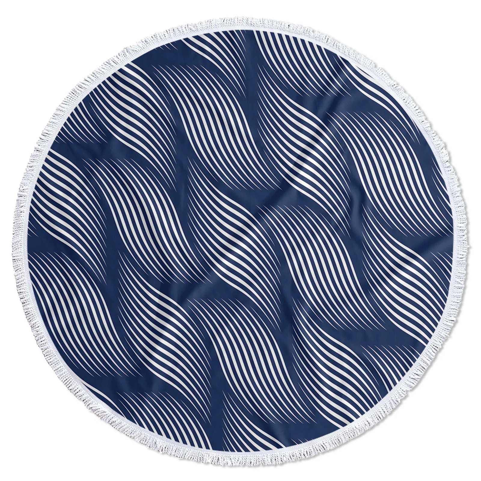 Пляжное полотенце из микрофибры с геометрическим рисунком волн быстросохнущее