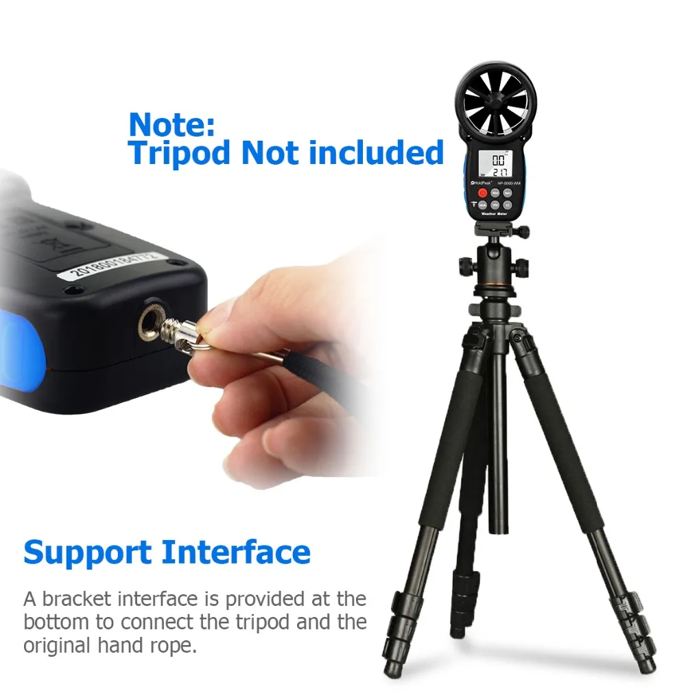 

HoldPeak HP-866B-WM Anemometer Wind Speed Meter Digital Sensor Cup Anemometro 30m/s LCD Hand-held Measure tool Air Humidity