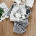 Пижамный комплект Totoro для мальчиков и девочек, одежда для сна, детская фланелевая одежда для сна с мультяшным рисунком, новинка на осень и зиму, теплая Детская домашняя одежда