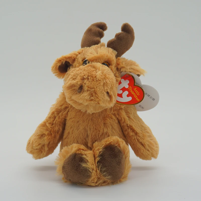 

Ty Beanie Boos Big Eyes Brown Cattle Plushie Baby Kids Toy 6" 15 cm Soothe Children Animal Doll Birthday Boy and Girl Cute Gift