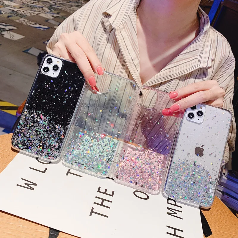 

KONSMART For VIVO Y73S Case Luxury Glitter Star Clear Phone Cases VIVO S7E 5G Silicone Soft Back Cover