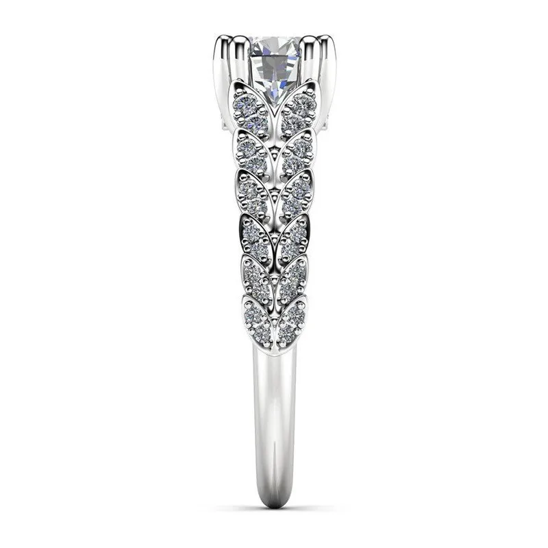 Сверкающие винтажные кольца для женщин листья кубический цирконий круглый