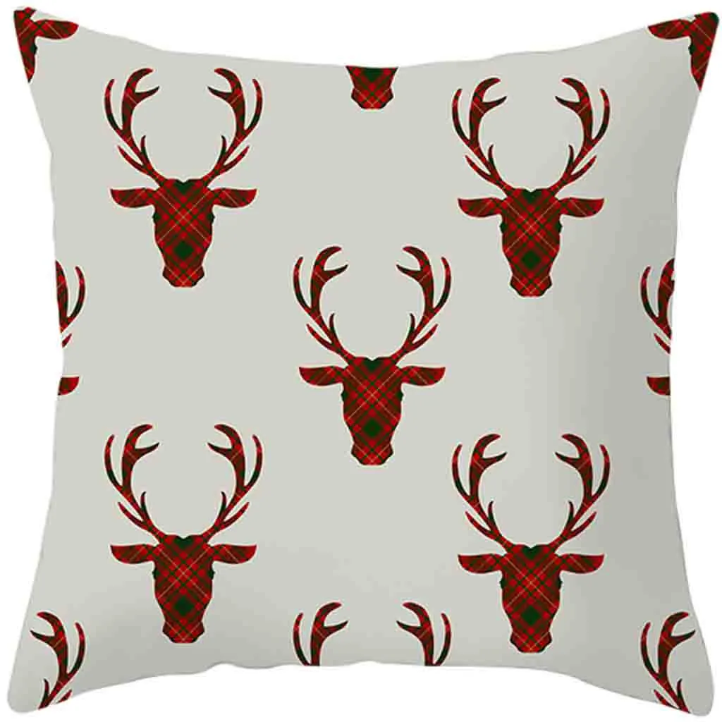 Хлопок и лен Рождество принт лося молния закрыта наволочка метательный коврик