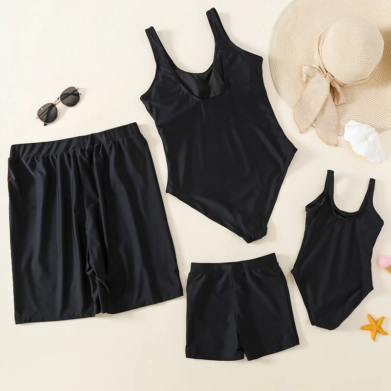 Летняя семейная купальная одежда купальник с принтом для мамы и дочки купальные