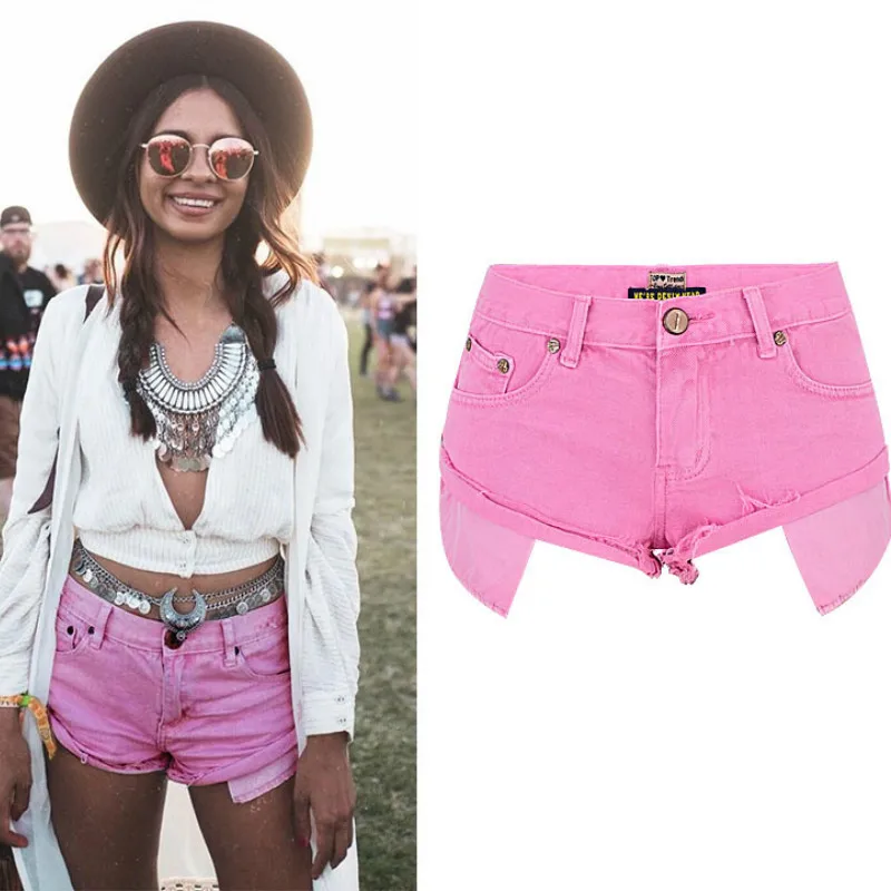 Летние джинсовые шорты LOGAMI женские Пикантные мини-шорты розовые | Женская одежда