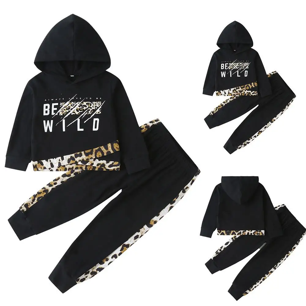 

Kids Girls Boys Long Sleeve Hooded Hoodies Pants Two Piece Set Pullover Sweatshirt Casual Outfits