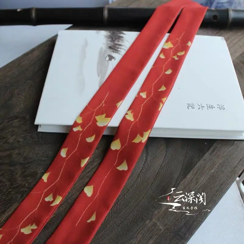 1 high quality Chiffon Antique hanfu cos hair band costume studio cranes printing hair rope hair restoring ancient ways - Цвет: 1
