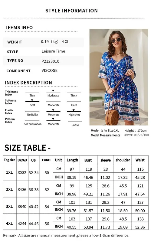 

WYWMY 2021 Summer Bohemian Resort Style Plus Size Dress Floral Print Beach Party Mini Dress Female Sundress Vestidos