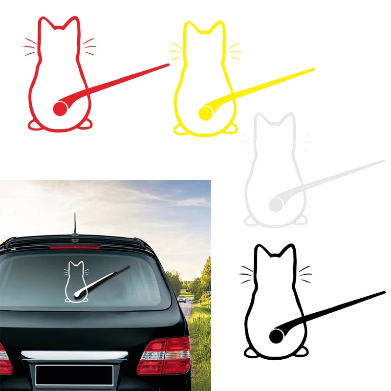 

Наклейка на корпус автомобиля, Забавный кошачий хвост, заднее ветровое стекло, стеклоочиститель, самоклеящиеся боковые виниловые графичес...