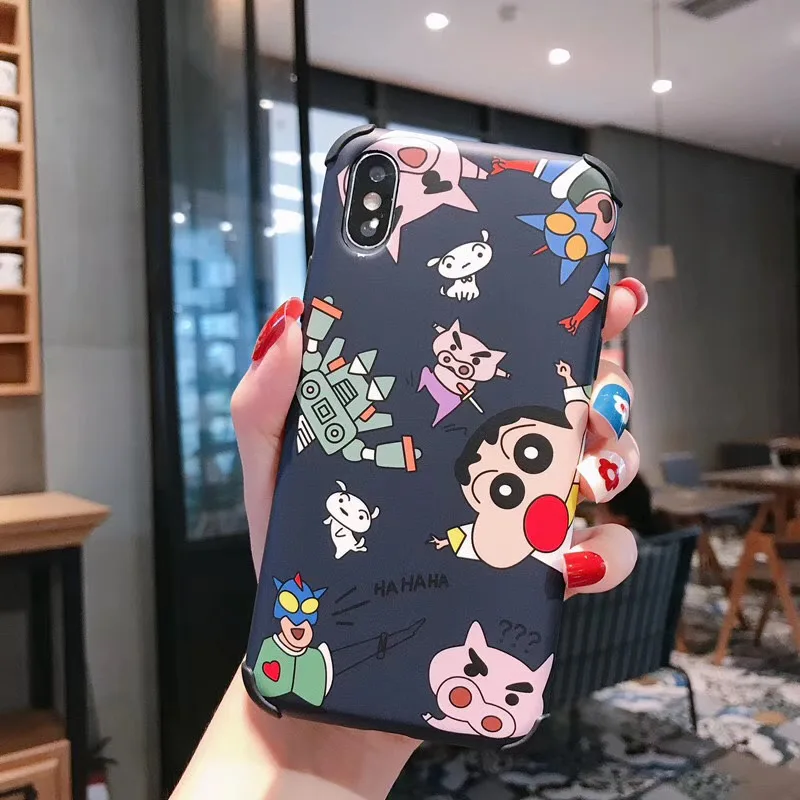 

Novelty Shin-chan Stand Holder Phone Case For iPhone12Pro 11 Xs max 8Plus SE2020 7plus XR 6s imd Cover Skinny Capa Protection