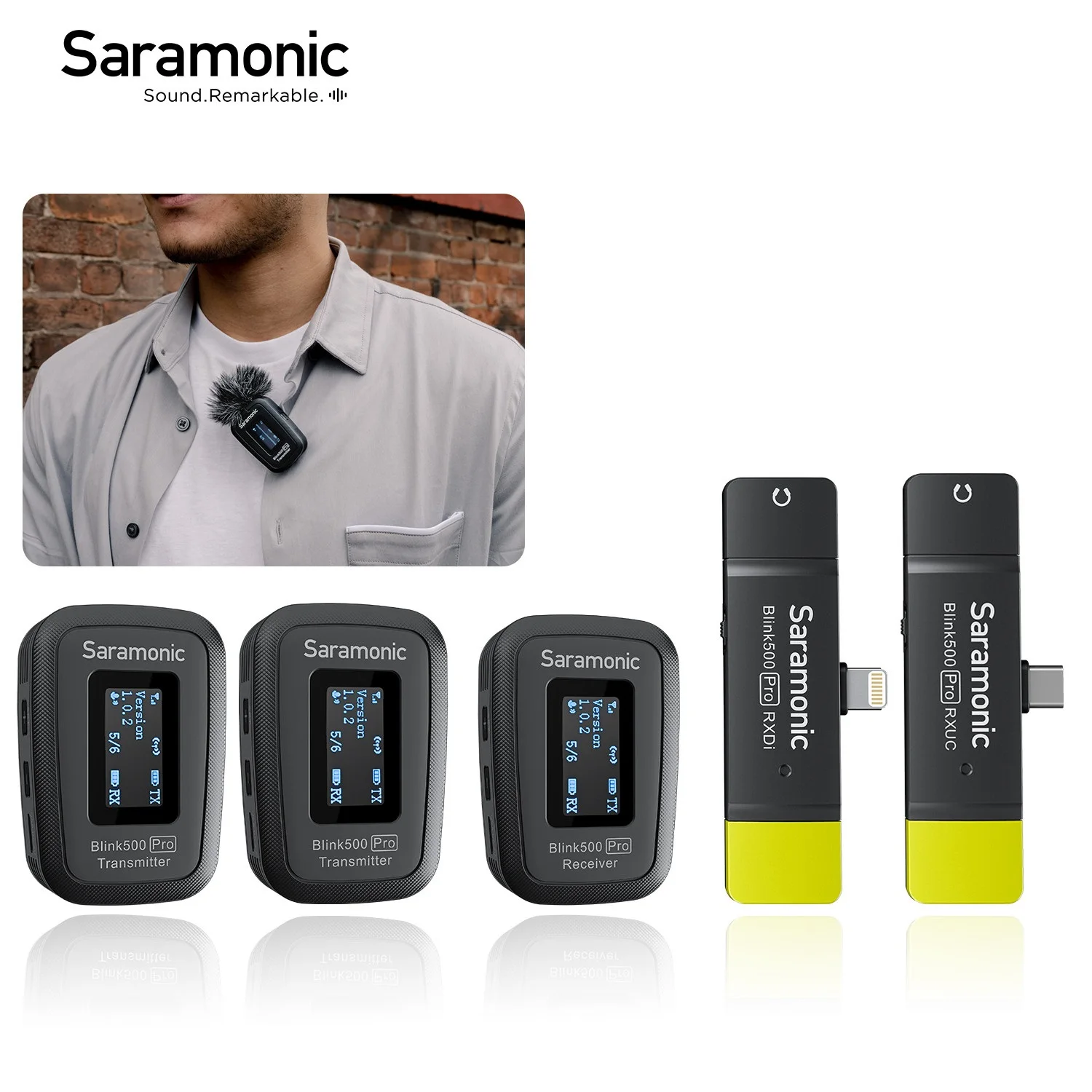 

Saramonic Blink500 Pro B1-B6 Ultracompact 2.4 GHz Dual-Channel Wireless Microphone for iOS Android Vlog Record Audio Live