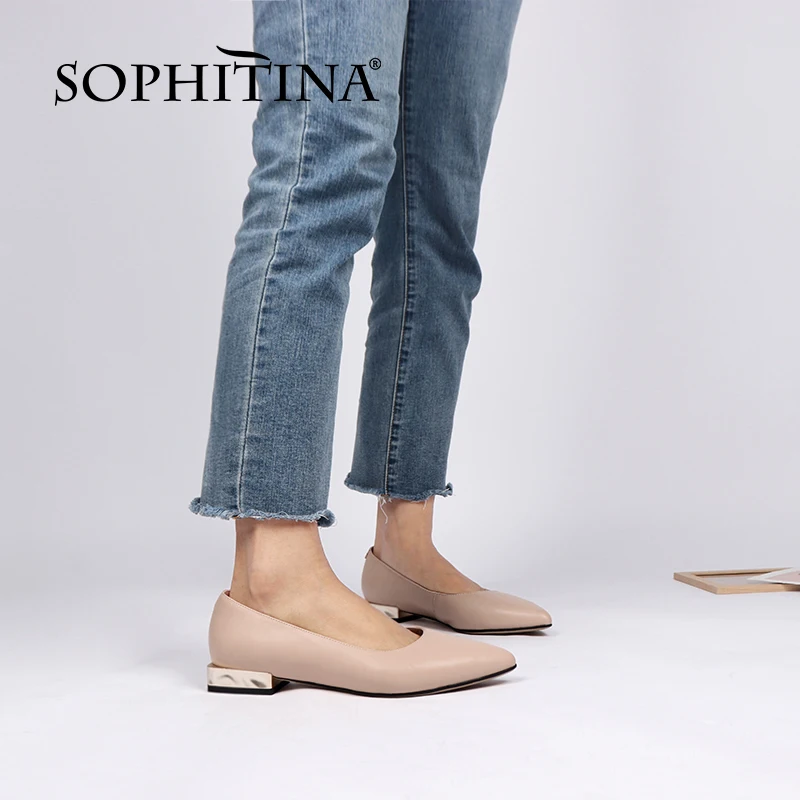 

SOPHITINA New Soft 2021 Woman Flats Genuine Leather Shallow Dress Solid Spring Autumn Pointed Toe Office Ladies Shoes PK10