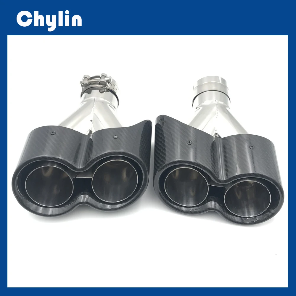 1 пара глянцевый двойной глушитель из углеродистой нержавеющей стали для