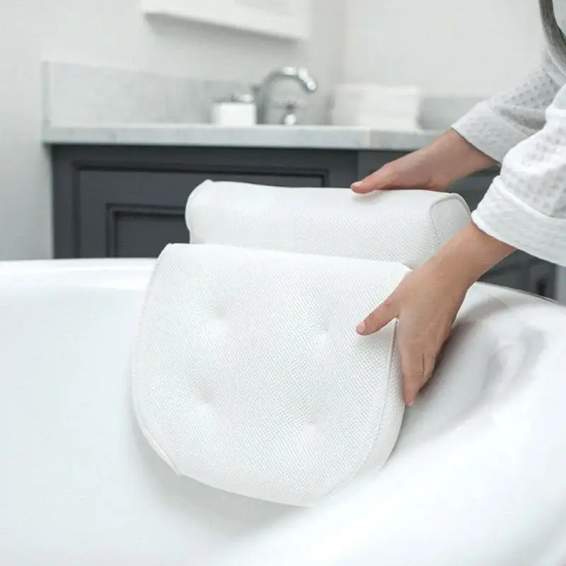 

Breathable 3D Mesh Spa Bath Pillow with Suction Cups Neck and Back Support Spa Pillow for Home Hot Tub Bathroom Accessories