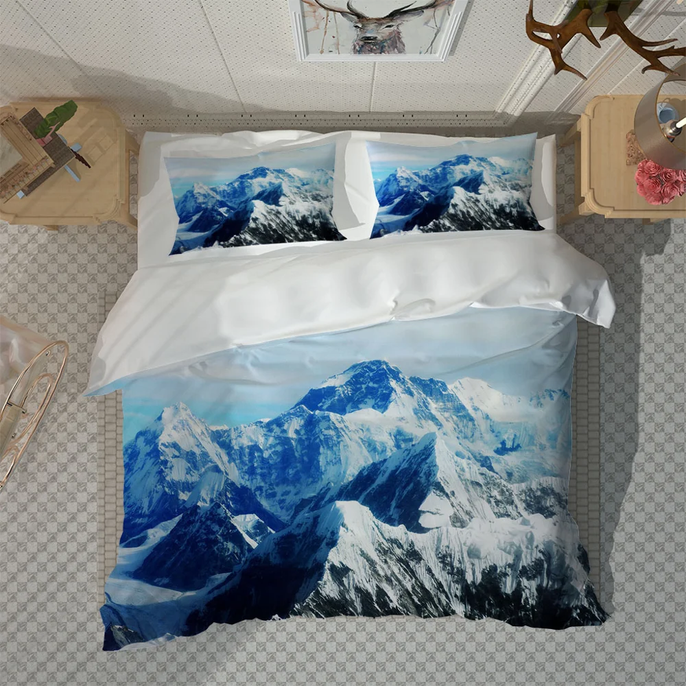 Комплект постельного белья с 3D-принтом Снежная гора | Дом и сад