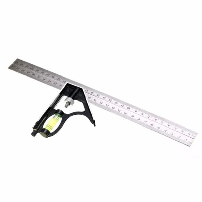 

90° 300mm Combination Angle Square Metric Adjustable Ruler Level Gauge Tool Stainless Steel Angle Ruler Level Tools