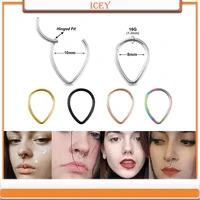 1pc drop type nose ring 316l stainless steel nose septum closed loop hinge nasal septum nose bone ring piercing jewelry nose bar
