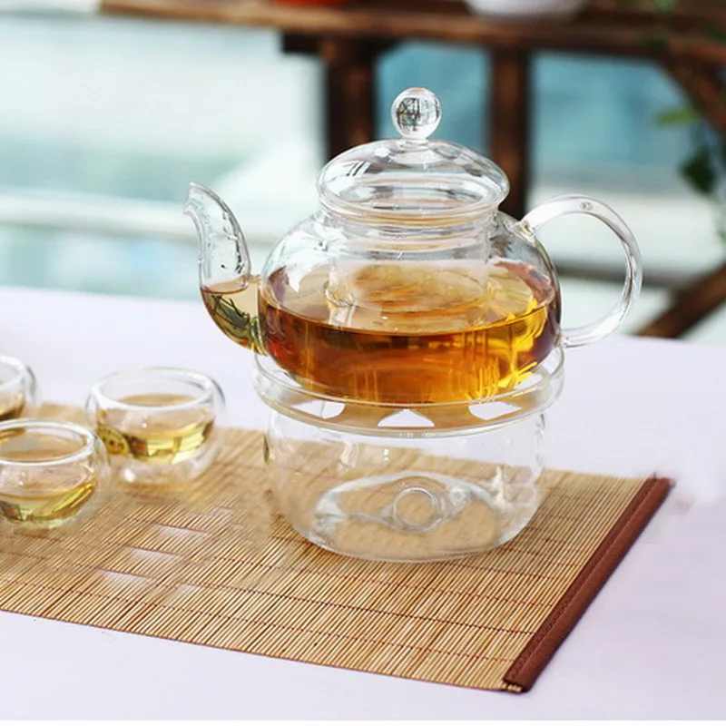 Heart Shape Heat Resistance Glass Flower Teapots Heater Coffee Maker Heating Base Heat-Resisting Tea pots Warmer Clear Hot | Дом и сад