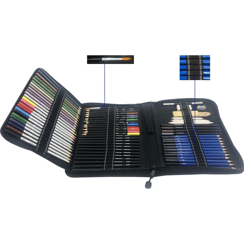 

72Pcs Drawing Pencils Set Sketch Colored Pencils Watercolor Artist Kit Art Supplies for Kids Student Gift