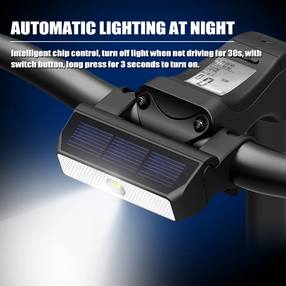 Intelligent Light Sensor Solar LED Bicycle Headlights Waterproof Safety Warning Lamp for Bike Cycling Night | Спорт и развлечения