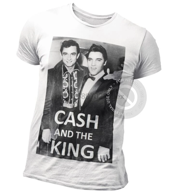 Наличные деньги и футболка King johny Cash vs Elvis Presley Meeting Rock n Roll Icons(1)|Мужские футболки| |