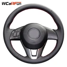 WCaRFun DIY Ручная работа черная искусственная кожа чехол на руль для Mazda CX-5 CX5 Atenza 2014 Новая Mazda 3 CX-3 2016