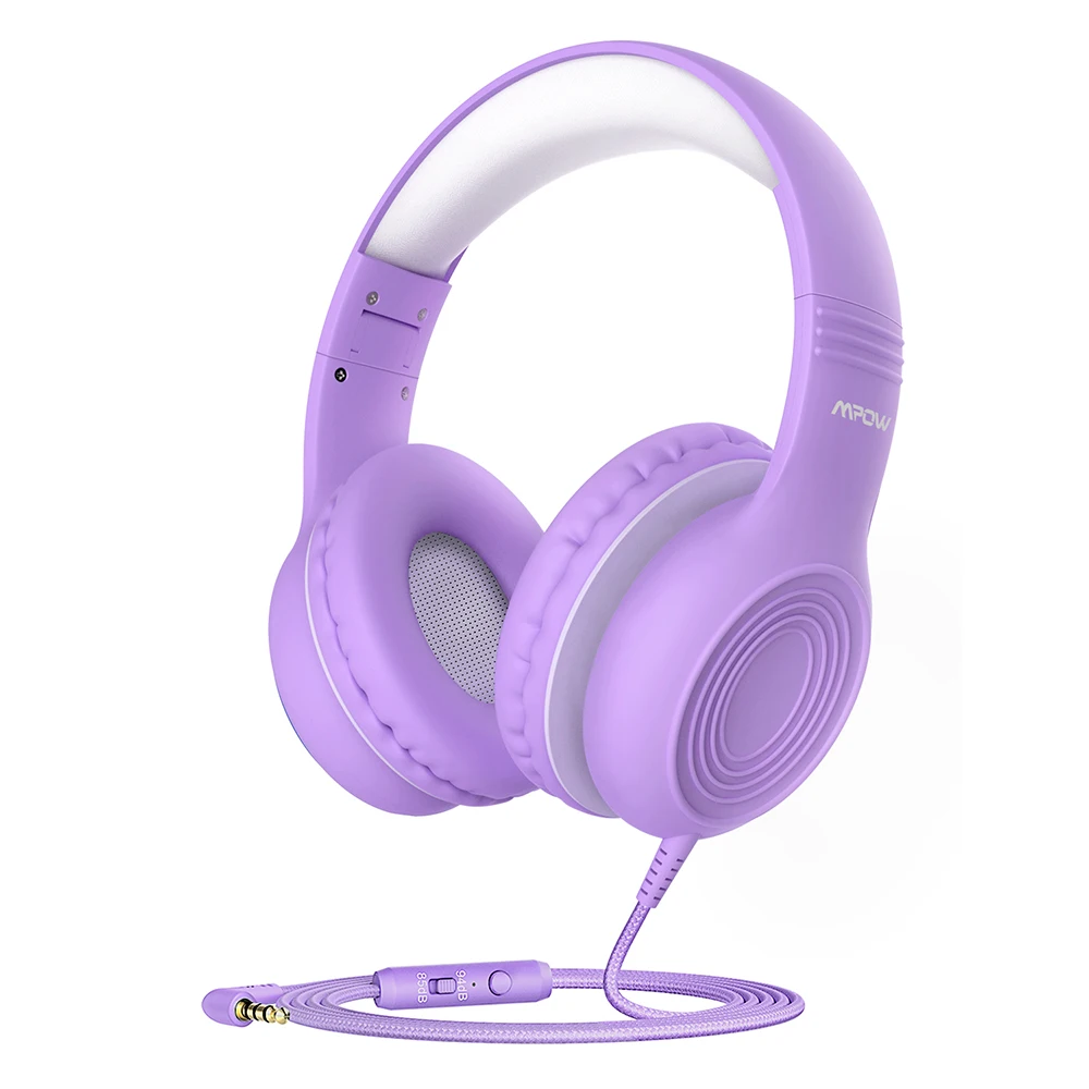 Purple Headphone Mpow CH6 проводной детские наушники складной регулируемые проволочные наушники с 3,5 мм аудио разъем и микрофон для детей iP - Цвет: Purple Headphone