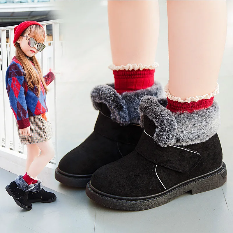 Ботинки детские с плюшевой подкладкой теплые 2020 для мальчиков и девочек зимняя