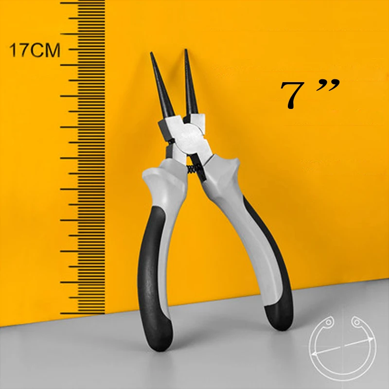7inch straight 1Pc " /7" многофункциональные плоскогубцы с кольцом для вала, многофункциональный обжимной инструмент, Внутренние Внешние клещи для снятия пружинного кольца, профессиональные Стопорные плоскогубцы - Цвет: 7inch straight 1Pc