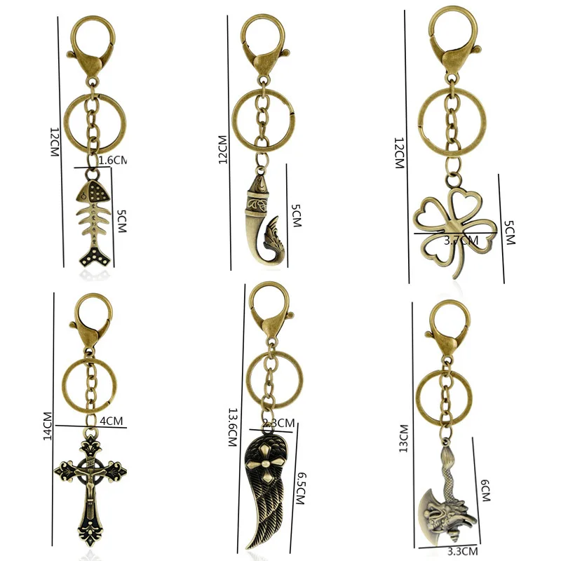 Брелок для ключей из сплава с четырьмя листьями и крыльями рыбьей кости брелок