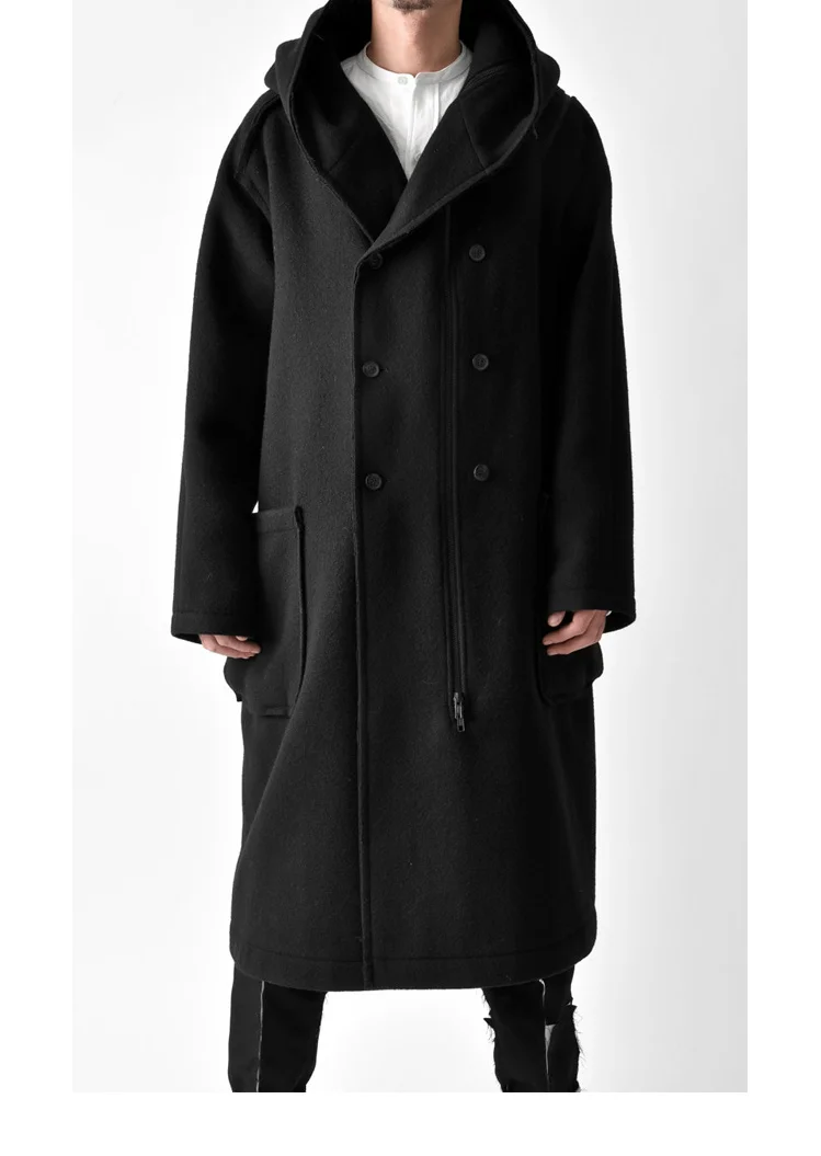 

wool Vintage circle tweed drop-shoulder long coat men's silhouette