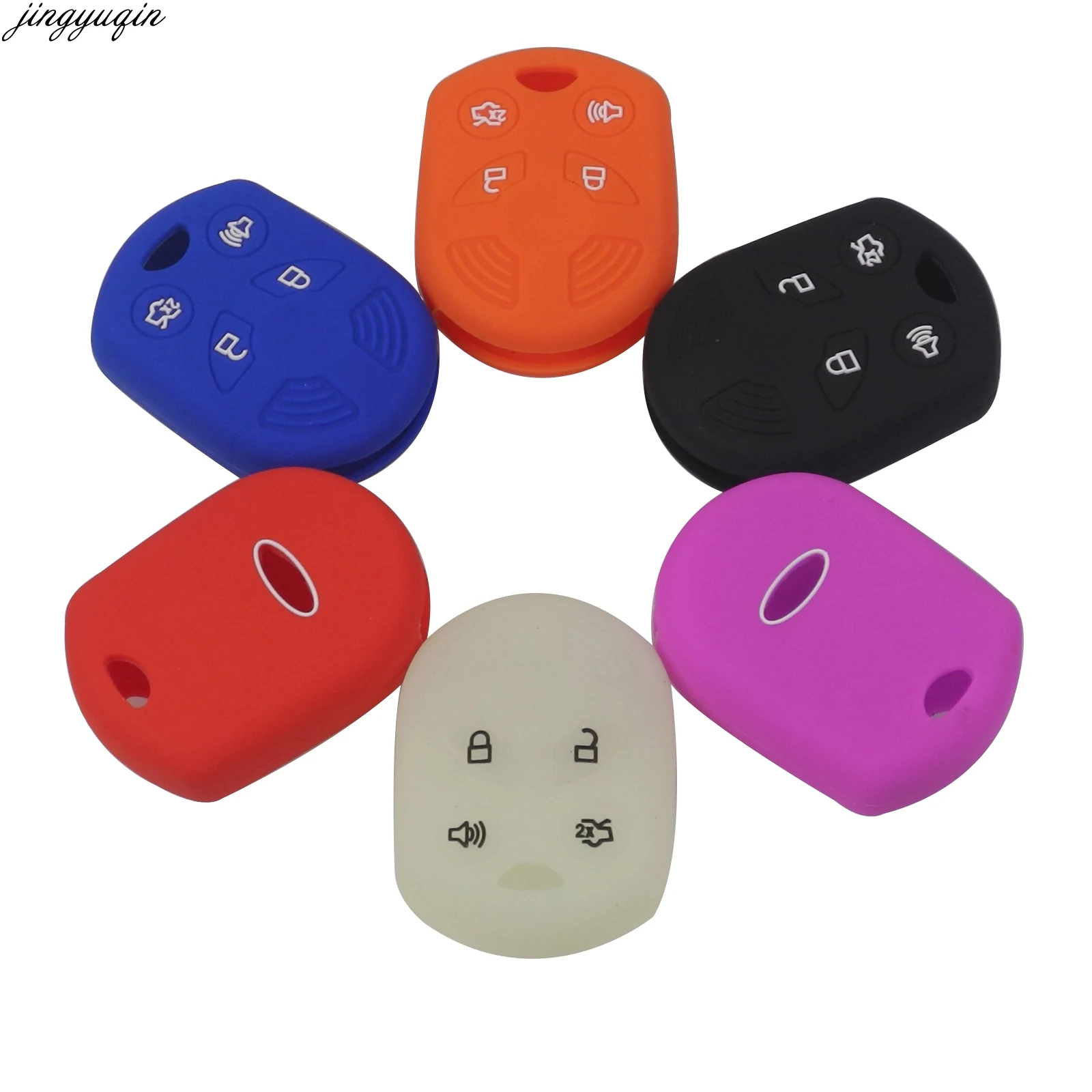 

Jingyuqin 30pcs Silicone Car Key Cover Case For Ford Mercury Mariner Lilan Lincoln Navigator MKX MKZ Edge Fusion Mustang 4 BTN