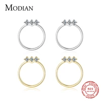 modian 100 real 925 sterling silver gold color round clear cz fashion splittable stud earrings for women statement jewelry gift