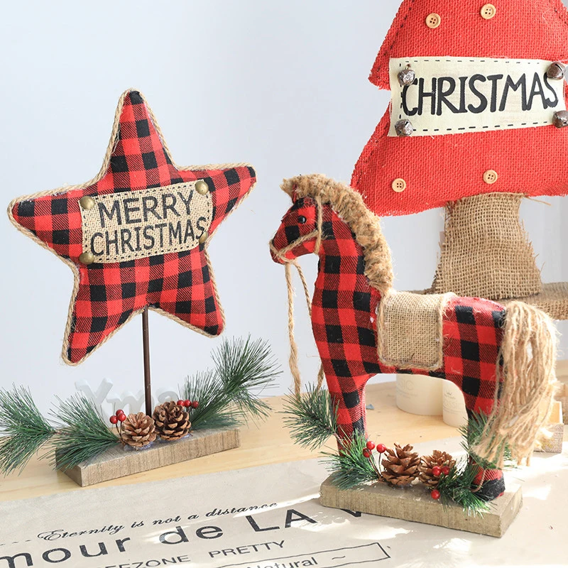 

Christmas Ornaments Cloth Horse Standing Toy Christmas Figurines Decoration For Home Indoor Outdoor Decoration Merry Christmas