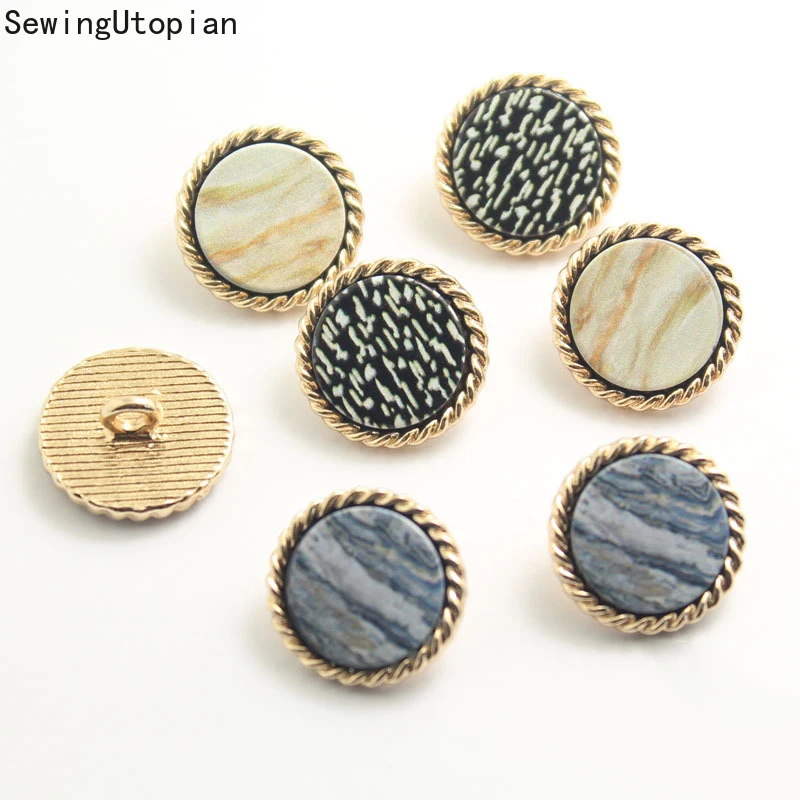 

10PCS New High-grade Resin Metal Combination Button Wholesale Women's Coat Fashion Double Button 18-25mm Buttons for Crafts