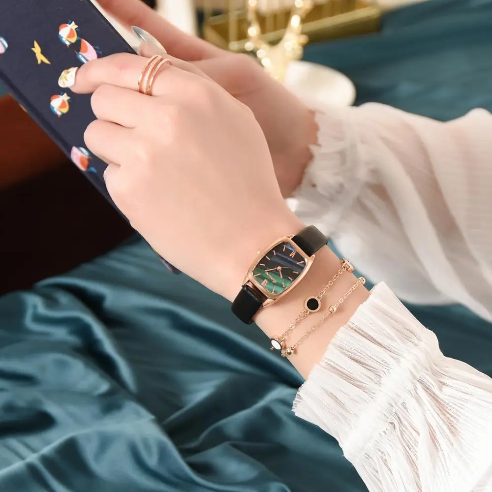 

Relojes Para Mujer Ladies Leather Watch Luxury Watches Quartz Watch Marble Dial Casual Women Bracele Watch Bayan Kol Saati