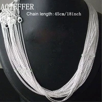 agteffer wholesale price 5pcs 40cm45cm50cm55cm60cm simple fashion 925 silver 1mm basic chain necklaces women jewelry gift