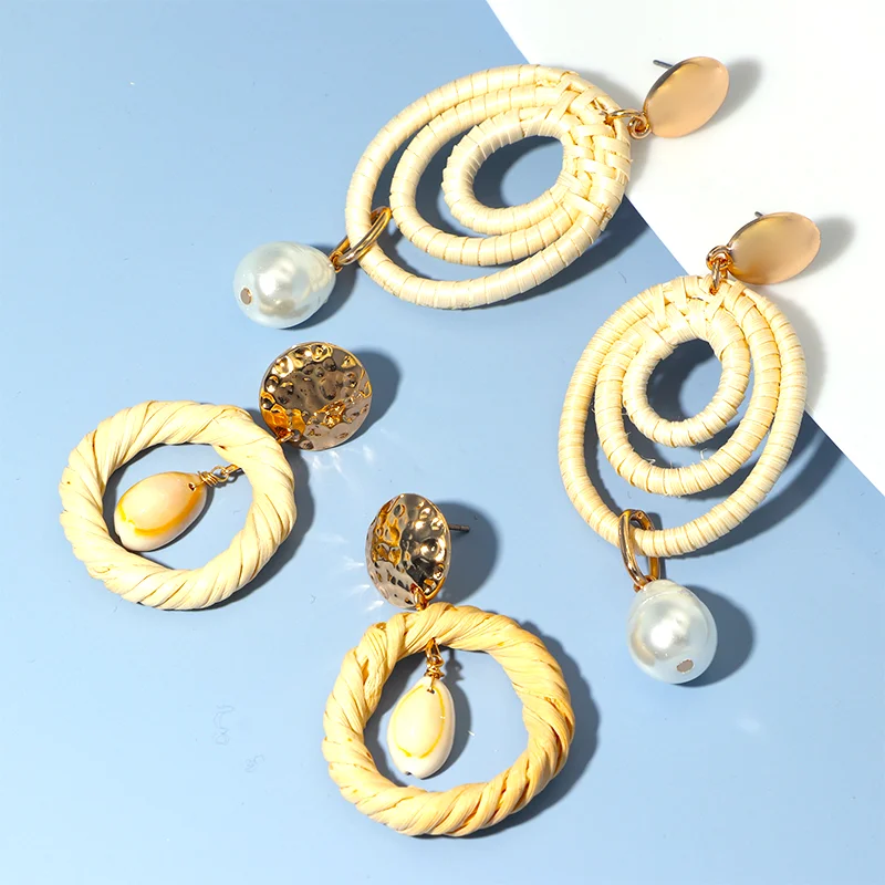 Серьги 2020 Богемный океан Раковина Морской дизайн Мода Подвесные Жемчужный стиль.