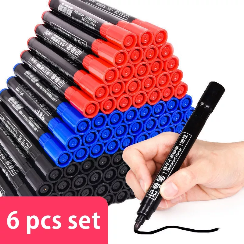 Haile 6 Pcs Oily Waterproof Permanent Fine Point Paint Color Marker Pens for Tyre Markers Signature Pen Stationery Art Supplies